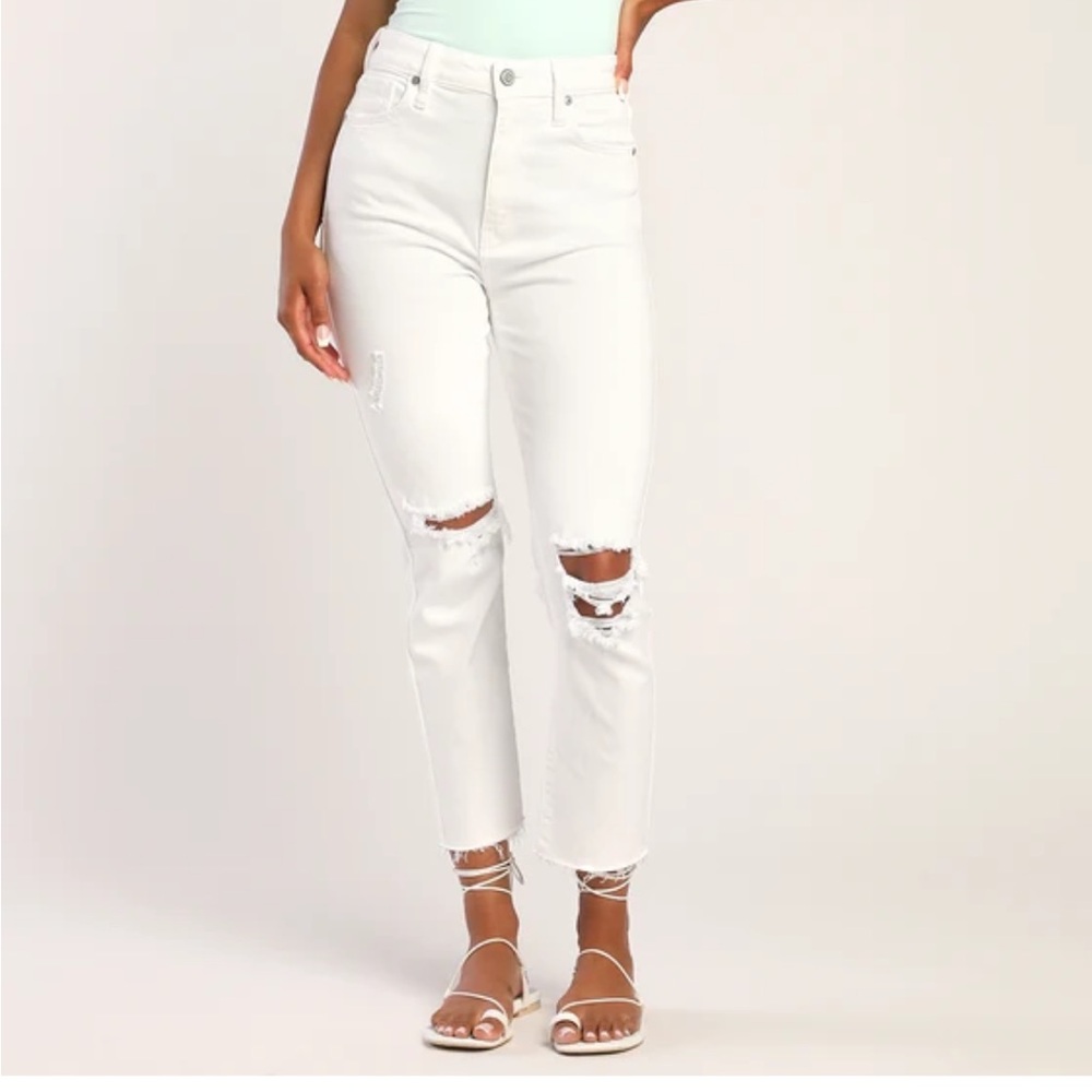 Ally White Ultra High Rise Stretch Cropped Jeans